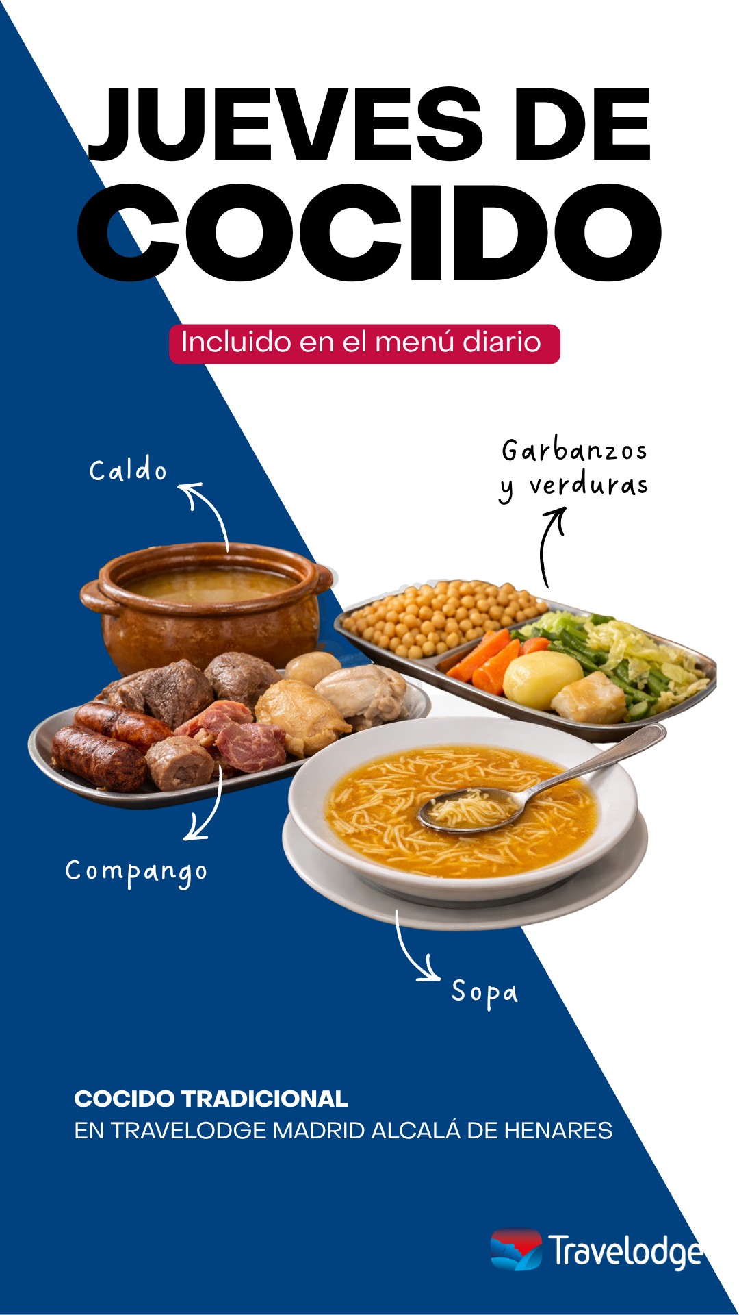 Jueves de cocido en Travelodge Madrid Alcalá de Henares, incluido en el menú diario