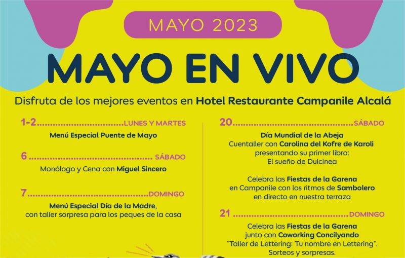 Parrilla de actividades en Campanile, mayo 2023